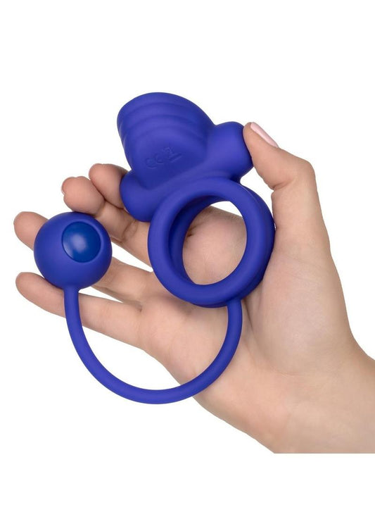 Silicone Rechargeable Dual Rockin Rim Enchancer Cock Ring - Purple