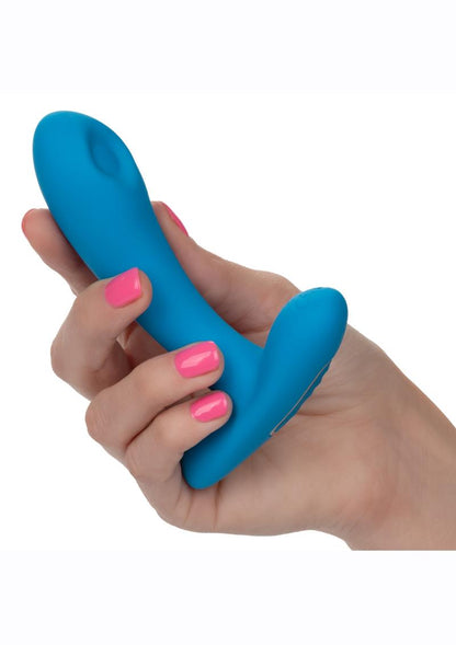 Silicone Remote Pulsing Pleaser Rechargeable Vibrator with Remote Control - Blue