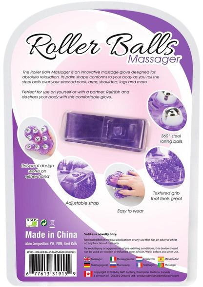 Simple and True Roller Balls Massager Glove - Purple