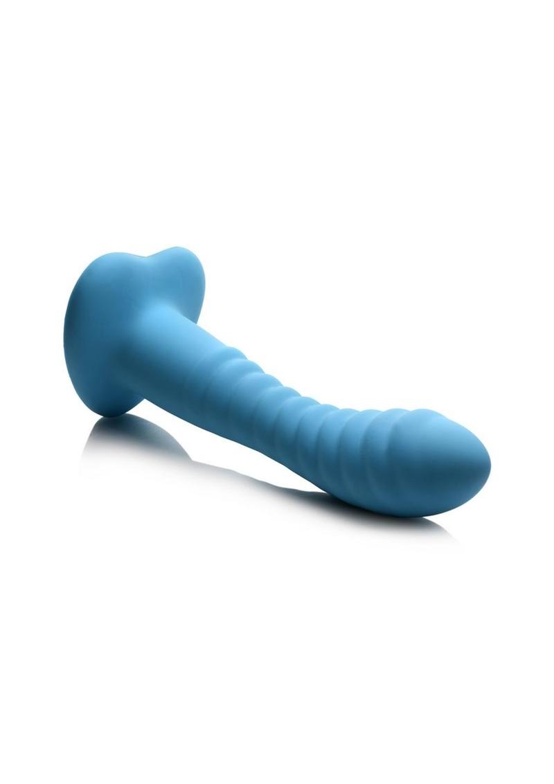 Simply Sweet Ribbed Silicone Dildo - Blue