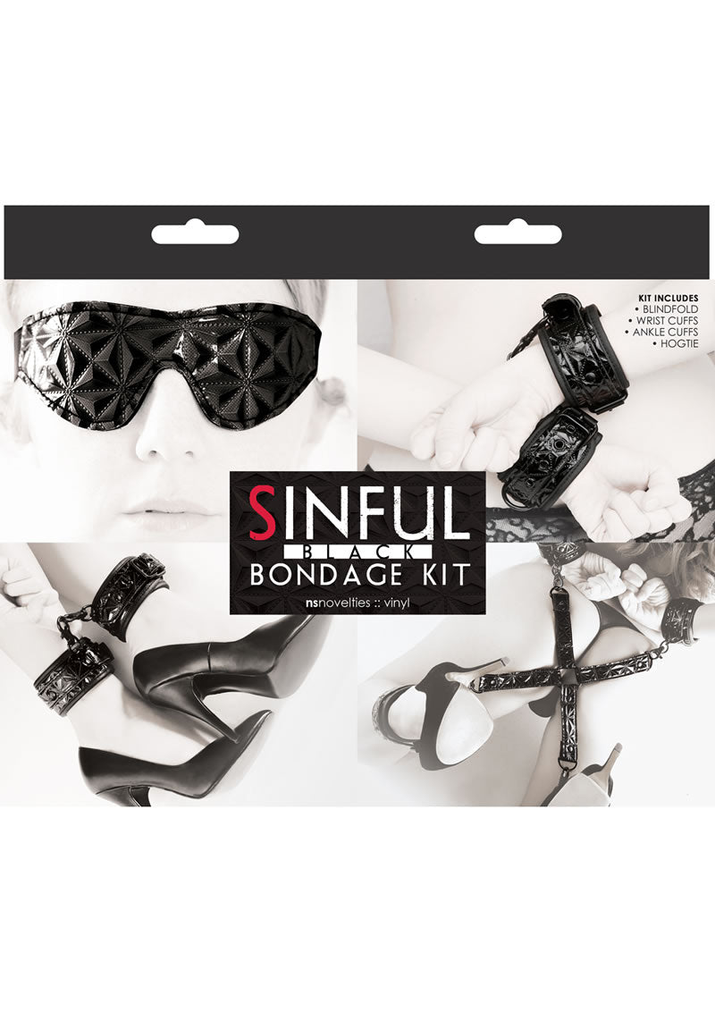 Sinful Bondage Vinyl Kit - Black - Set Of 4