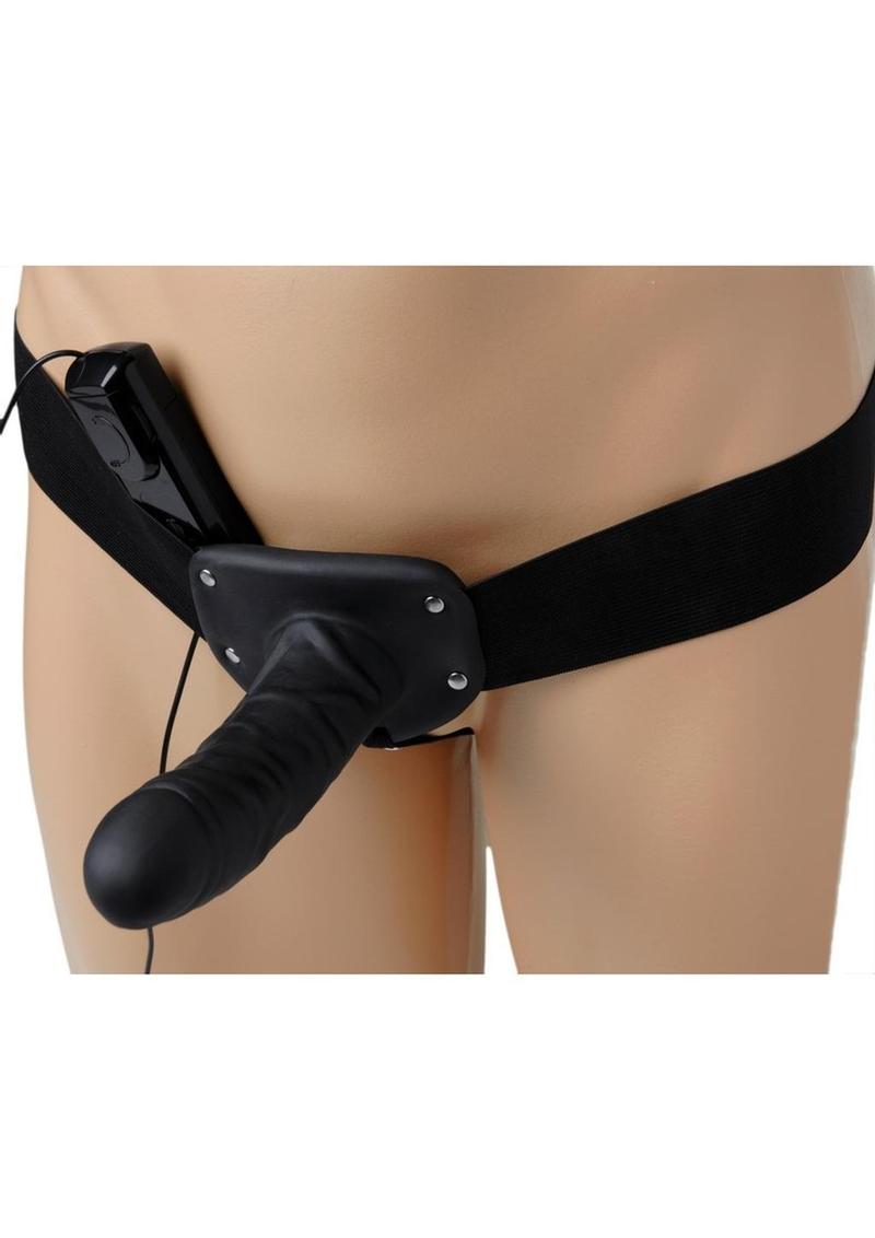 Size Matters Erection Assist Vibrating Silicone Hollow Strap-On - Black