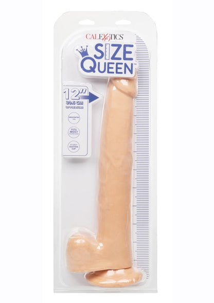 Size Queen Dildo with Balls - Vanilla - 12in