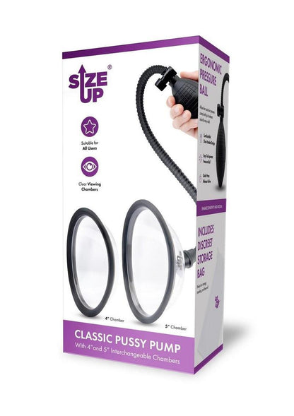 Size Up Classic Pussy Pump with Two Chambers - Black/Clear