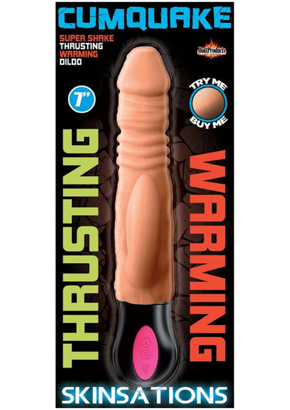 Skinsations Cumquake Super Shake Thrusting Warming Dildo Rechargeable - Vanilla - 7in