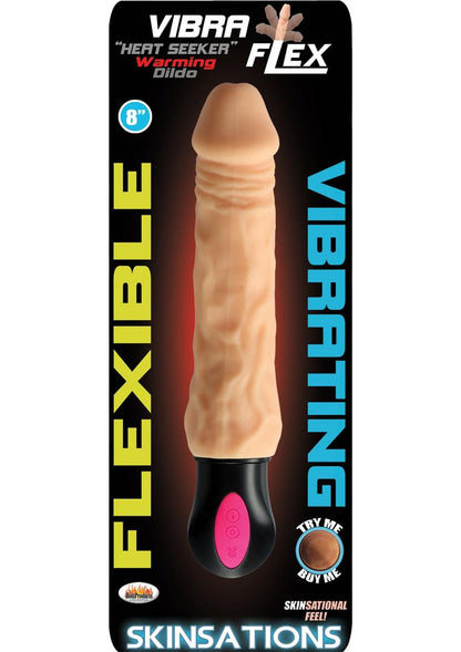 Skinsations Vibra Flex Heat Seeker Warming Dildo - Flesh - 8in