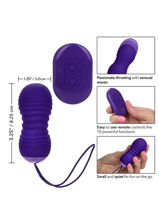 Slay #Thrustme Silicone Rechargeable Thrusting Rotating Vibrator with Remote - Purple