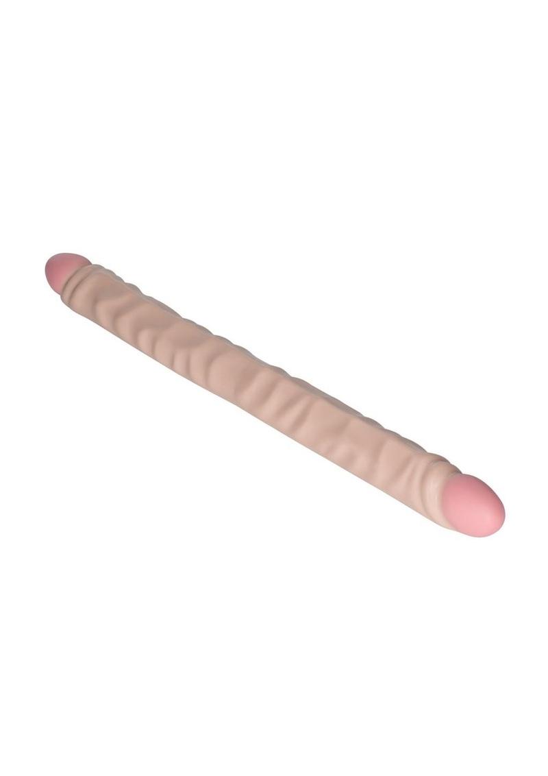 Slim Jim Duo Veined Super Slim Double Dildo - Vanilla - 17in