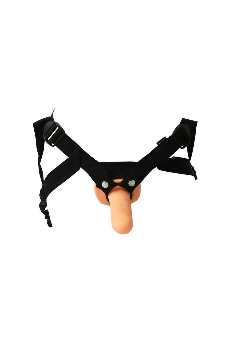 Sportsheets Everlaster Stud Hollow Dong with Strap-On Harness - Black/Vanilla