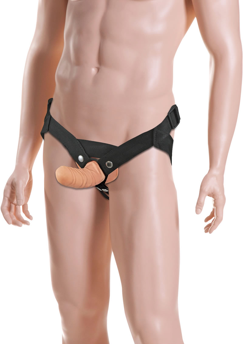 Sportsheets Everlaster Stud Hollow Dong with Strap-On Harness - Black/Vanilla