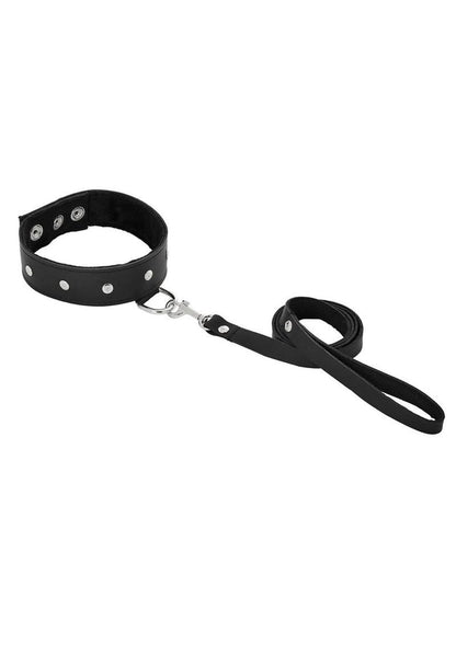 Sportsheets Leather Leash and Collar - Black