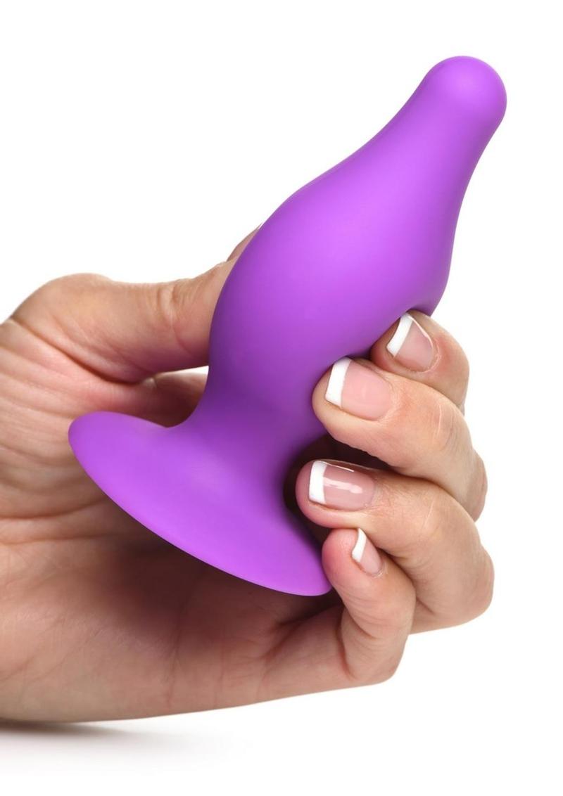 Squeeze-It Squeezable Silicone Tapered Anal Plug - Purple - Medium