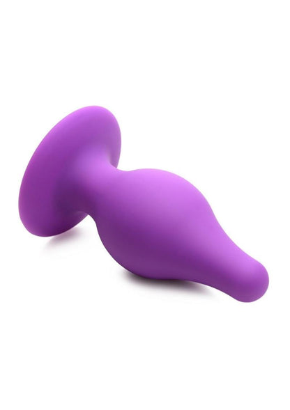 Squeeze-It Squeezable Silicone Tapered Anal Plug - Purple - Medium