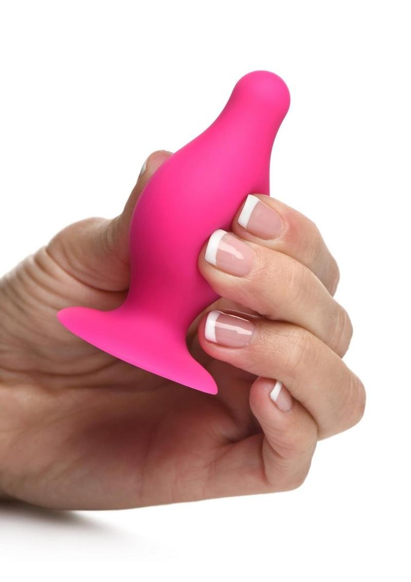 Squeeze-It Squeezable Silicone Tapered Anal Plug - Pink - Small