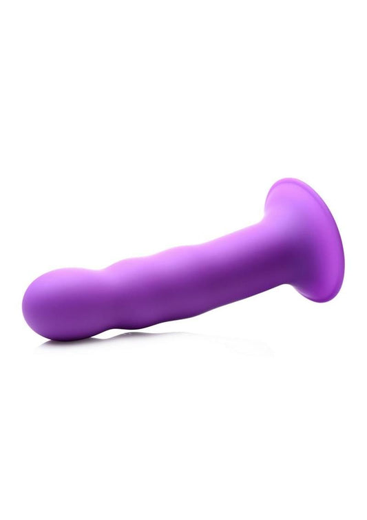 Squeeze-It Squeezable Wavy Silicone Dildo - Purple - 7.3in