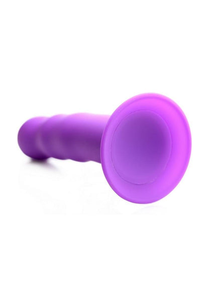 Squeeze-It Squeezable Wavy Silicone Dildo - Purple - 7.3in