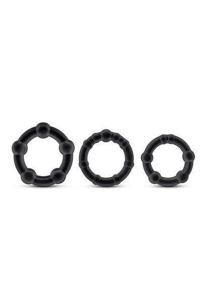 Stay Hard Beaded Cock Rings (3 Sizes - Black