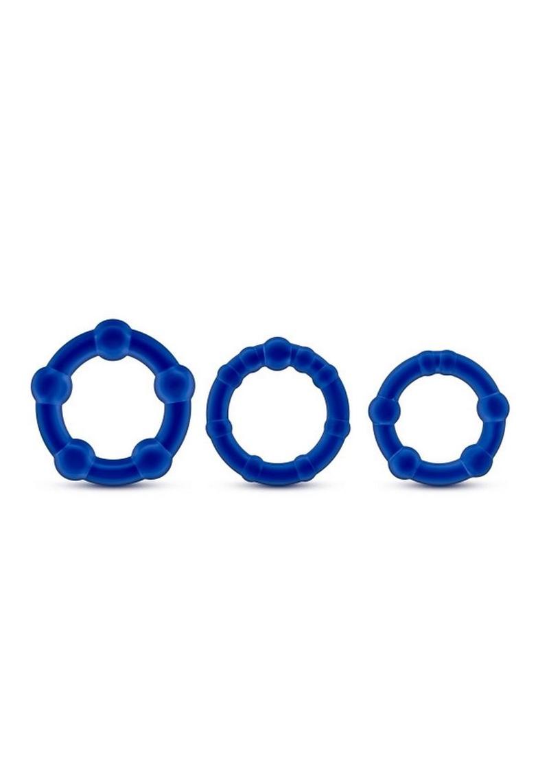 Stay Hard Beaded Cock Rings (3 Sizes - Blue