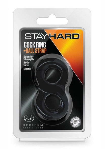 Stay Hard Cock Ring and Ball Strap - Black