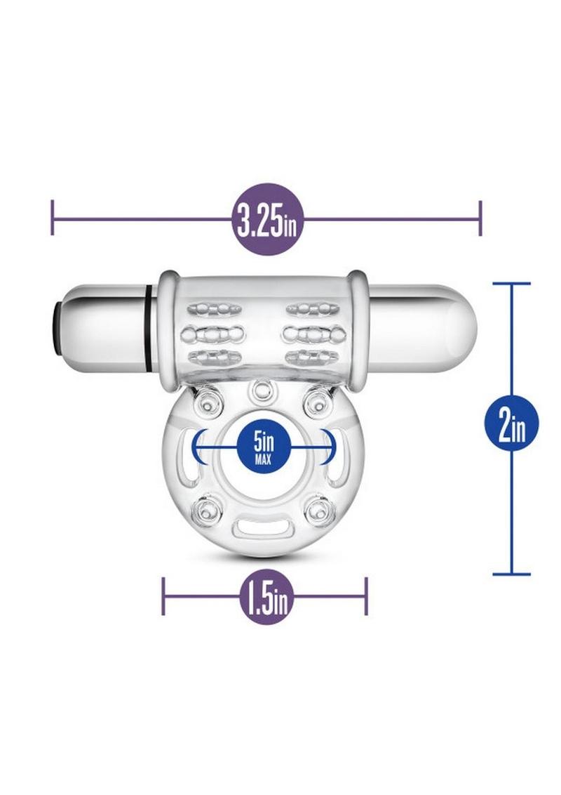 Stay Hard Vibrating Mega Bull Cock Ring - Clear