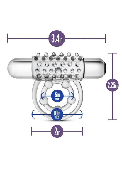 Stay Hard Vibrating Super Clitifier Cock Ring with Bullet - Clear