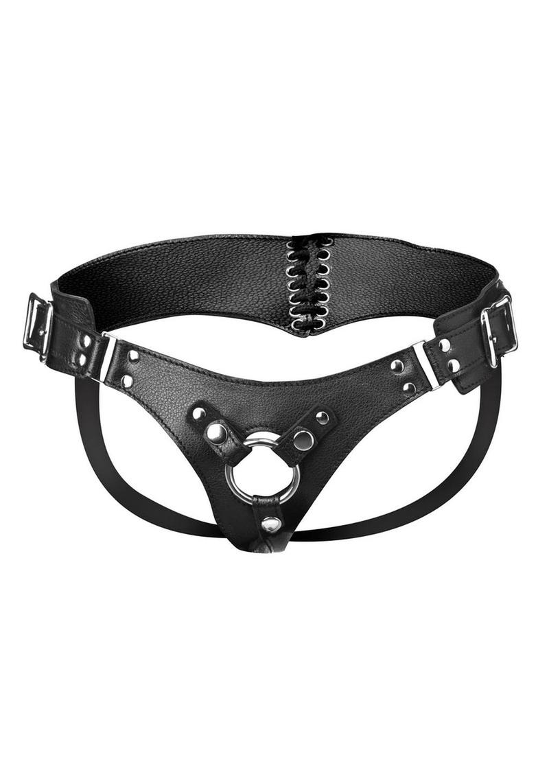 Strap U Bodice Corset Style Strap-On Harness - Black