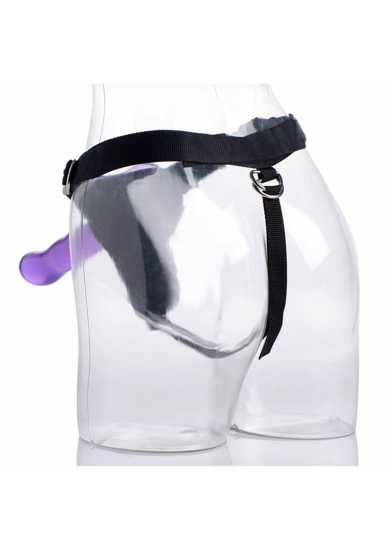 Strap U Comfort Ride Black Strap-On Harness with Purple 7in Dildo