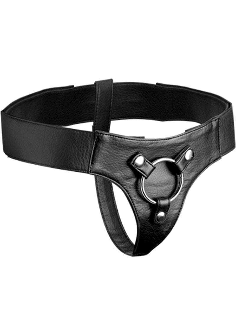 Strap U Domina Adjustable Wide Band Strap-On Harness - Black