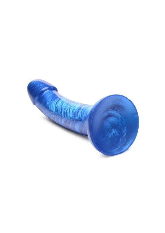 Strap U G-Tastic Metallic Silicone Dildo - Blue - 7in