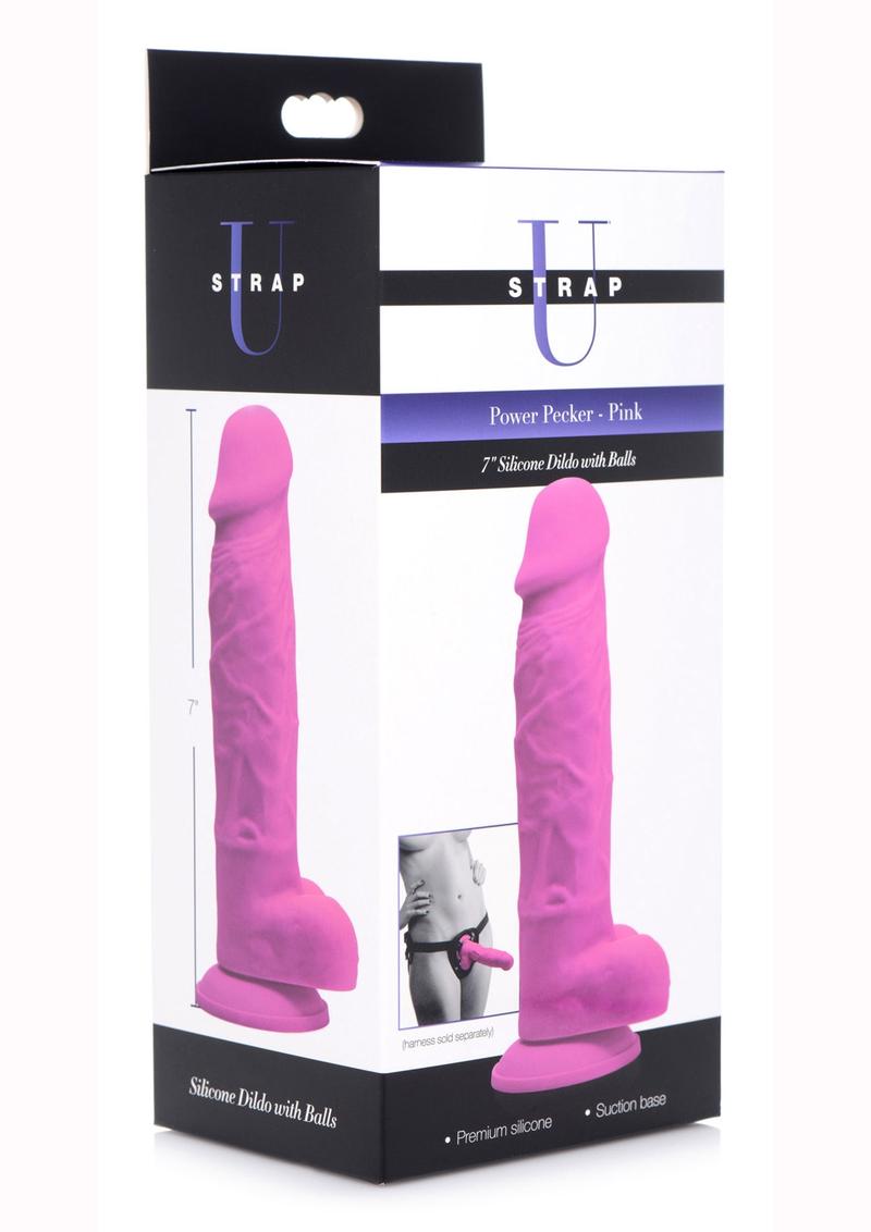 Strap U Power Pecker Silicone 7in Dildo with Balls