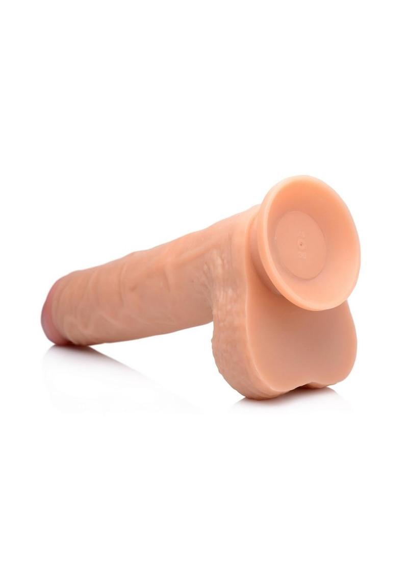 Strap U Real Thrust Thrusting and Vibrating Rechargeable Silicone Dildo - Flesh/Vanilla