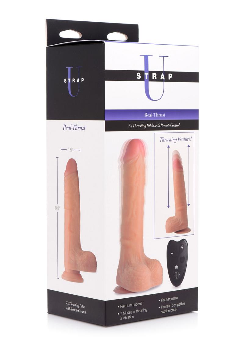 Strap U Real Thrust Thrusting and Vibrating Rechargeable Silicone Dildo