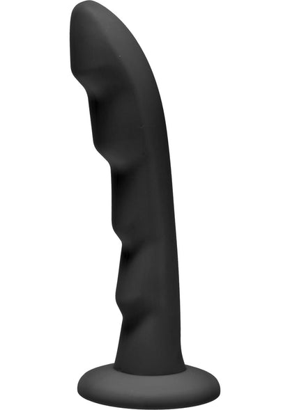 Strap U Ripples Strap-On Compatible Silicone 6.75in Dildo - Black