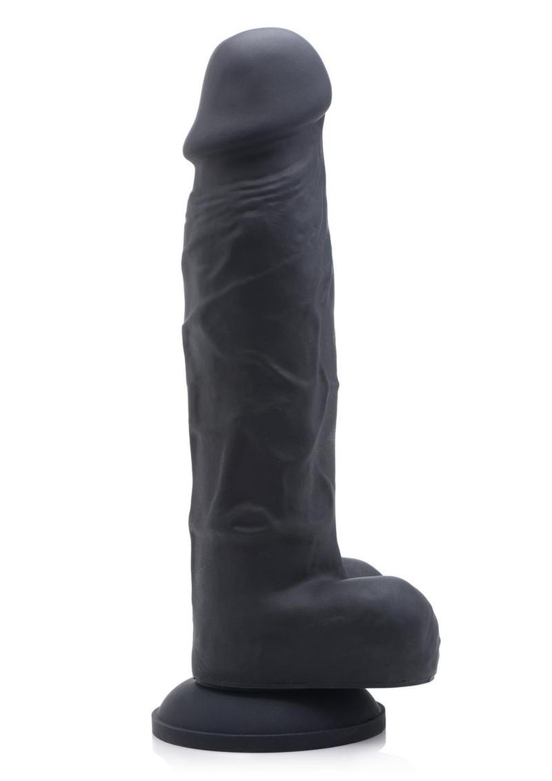 Strap U Silicone Dildo with Balls - Black