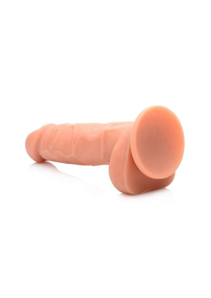 Strap U Silicone Dildo with Balls - Flesh/Vanilla