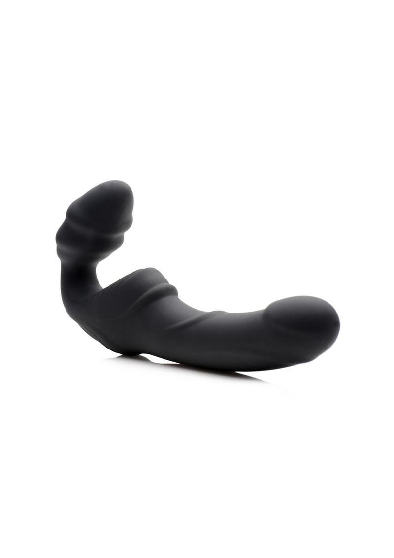 Strap U Slim Rider Rechargeable Silicone Strapless Strap-On - Black