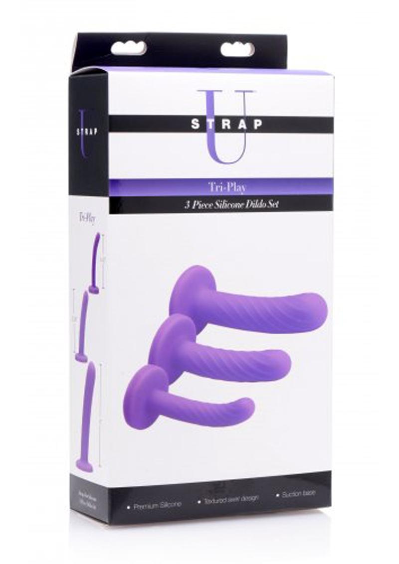 Strap U Tri-Play 3 Piece Silicone Dildo