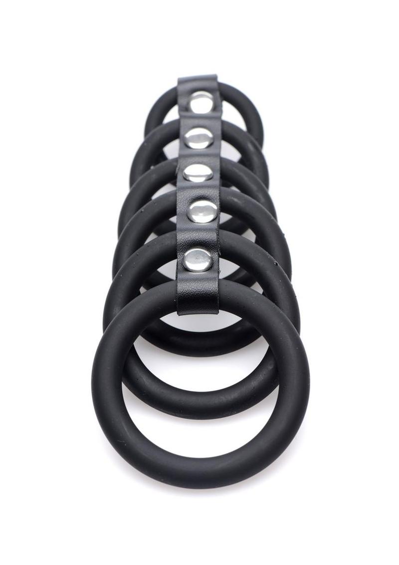 Strict 6 Ring Silicone Chastity Device - Black