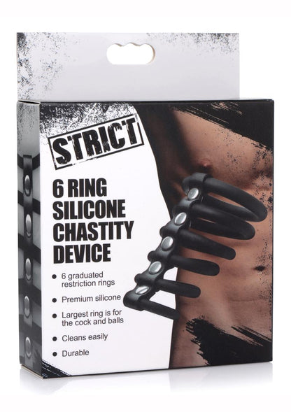 Strict 6 Ring Silicone Chastity Device