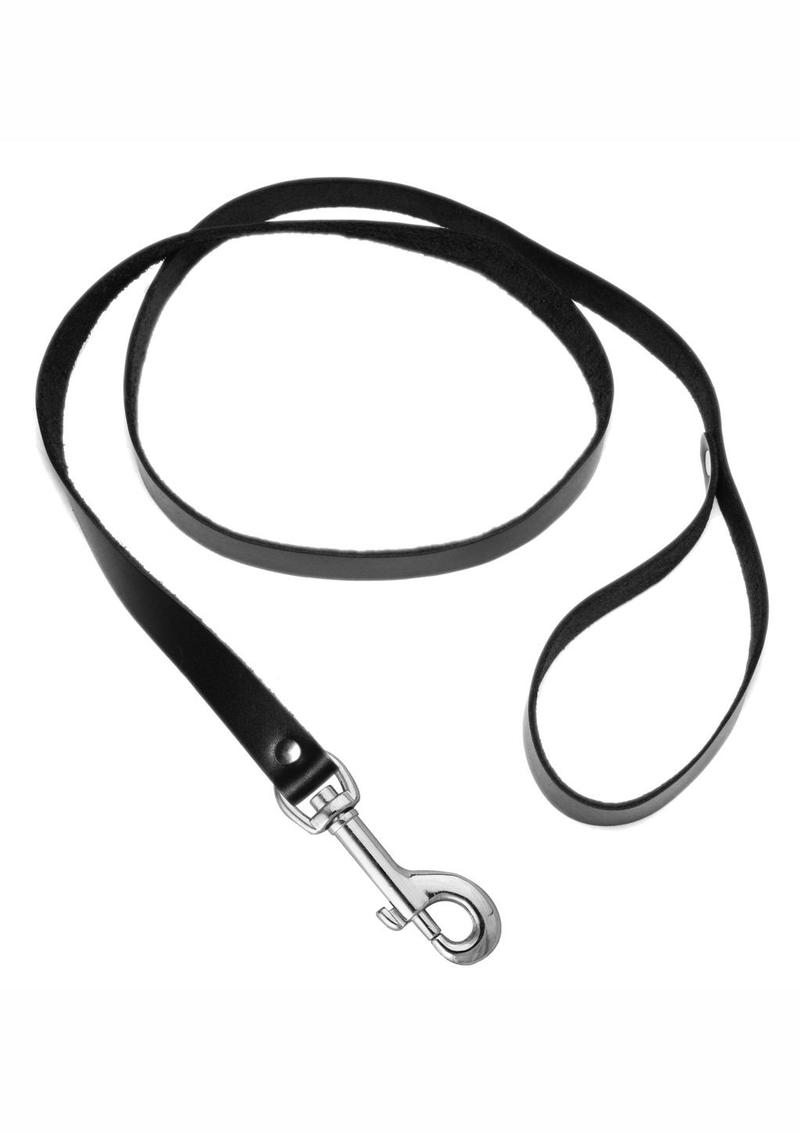 Strict Leather 4 Foot Leash - Black/Metal