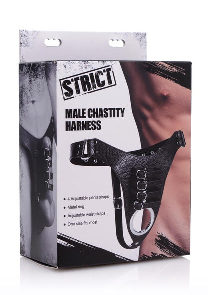 Strict Male Chastity Harness - Black