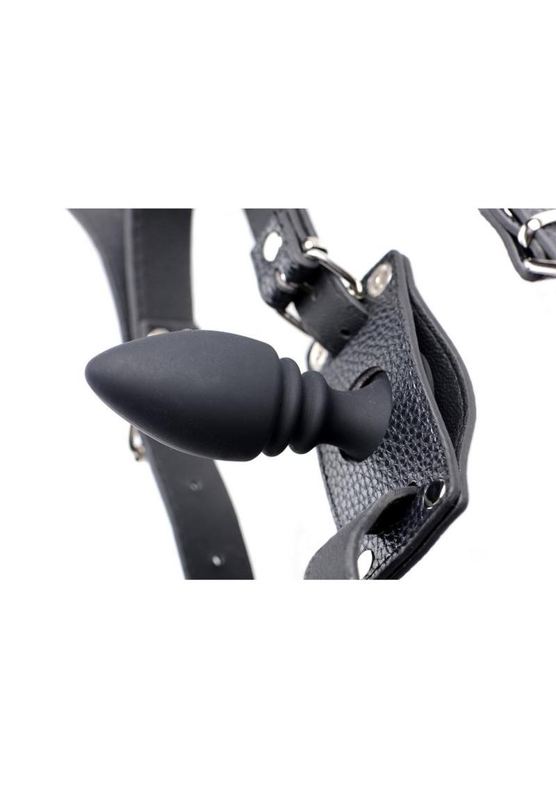 Strict Male Harness with Silicone Anal Plug - Black