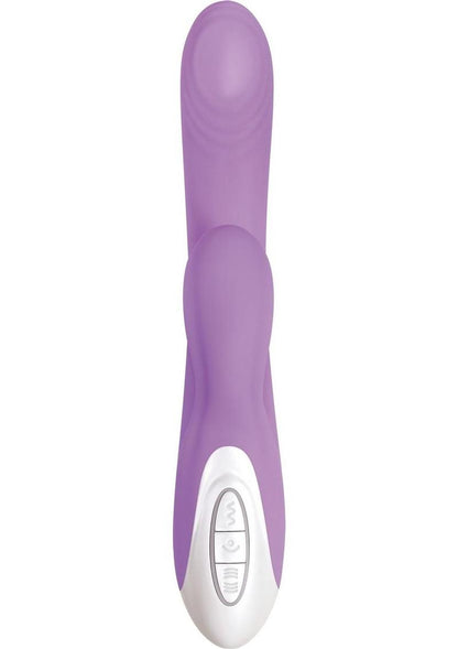 Super Sucker Rechargeable Silicone G-Spot Vibrator with Clitoral Stimulator - Pink/Purple