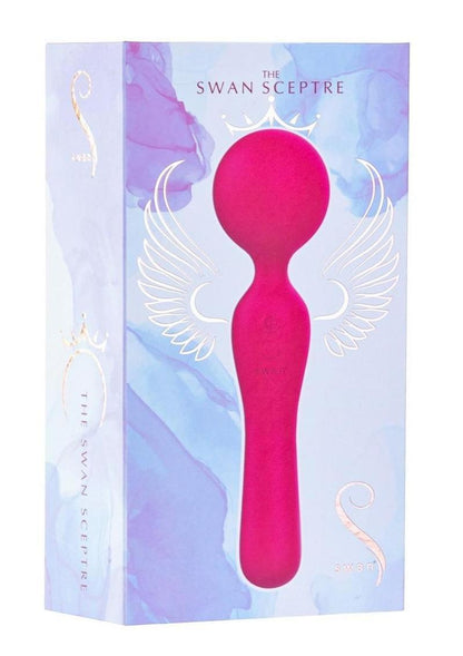 Swan The Swan Sceptre Rechargeable Silicone Dual End Wand Massager - Magenta/Red