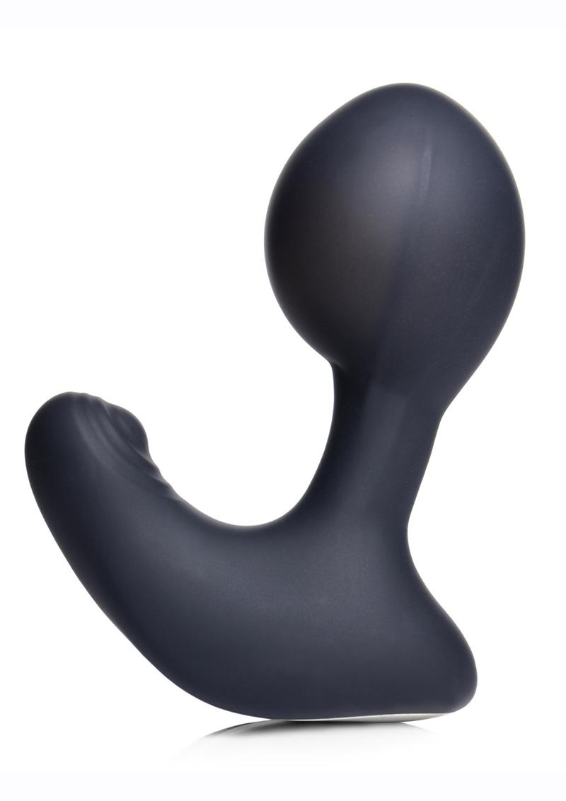 Swell 10x Inflatable and Tapping Rechargeable Silicone Prostate Vibrator with Remote Control - Black