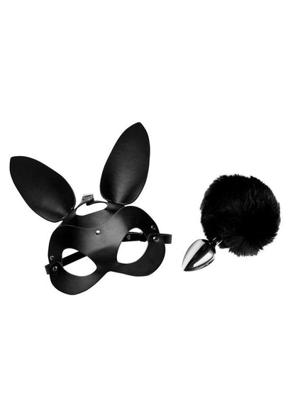 Tailz Bunny Tail Anal Plug and Mask - Black - Set