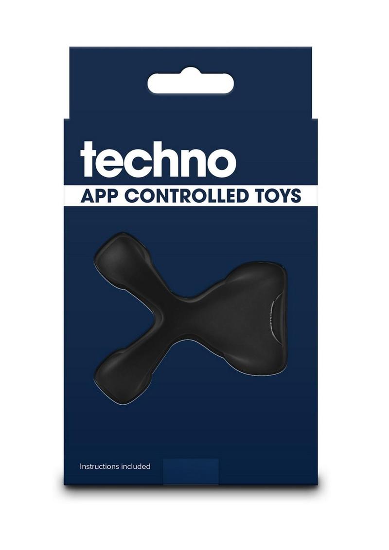 Techno Strobe Rechargeable Silicone App Compatible Cock Ring - Black