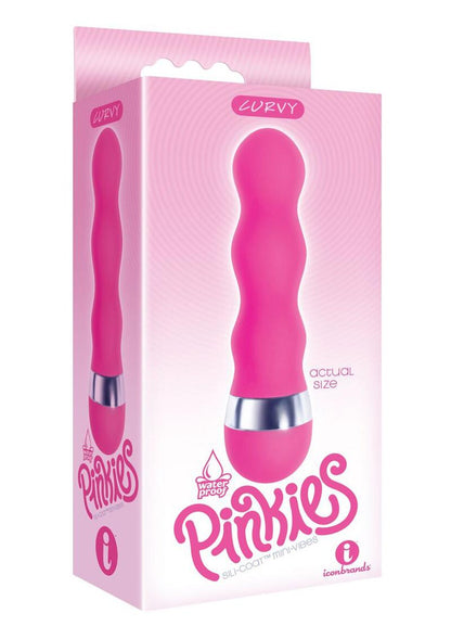 The 9's - Pinkies, Curvy Silicone Mini Vibrator - Pink - 4.5in