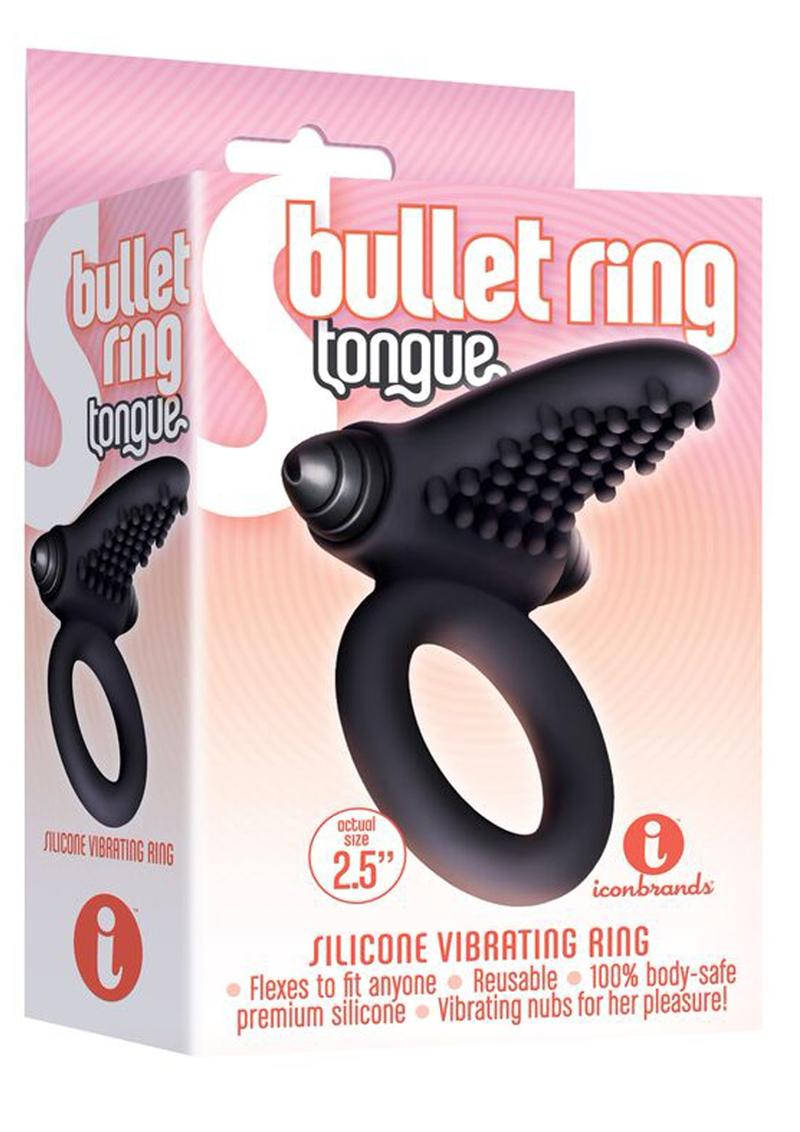 The 9's - S-Bullet Ring Tongue Silicone Vibrating Cock Ring