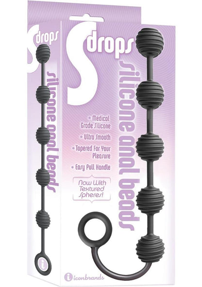 The 9's - S Drops Silicone Anal Beads - Black